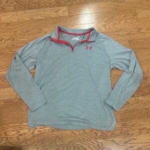 Under Armour Heather Gray and Red Pullover